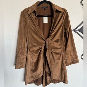 MISHCA Vtg Perforated Ultrasuede Tie-Front Jacket - NEW w/ Tags - Medium